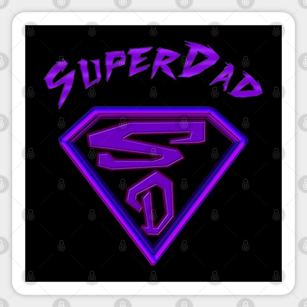 SuperDad - Awesome Happy Fathers Day Gift Ideas  - Super Dad Emblem - Purple and Red Sticker by CDC Gold Designs